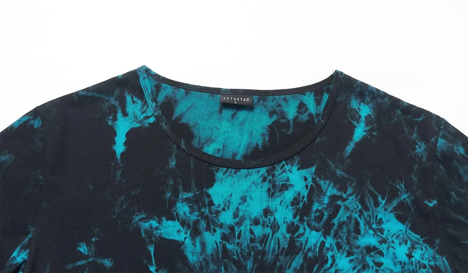 LETAOTAO Long Shirts for Men Hip Hop Shirts Longline Tie Dye Shirts Hipster Gym T Shirts Scallop Tee(Regular&Big and Tall)