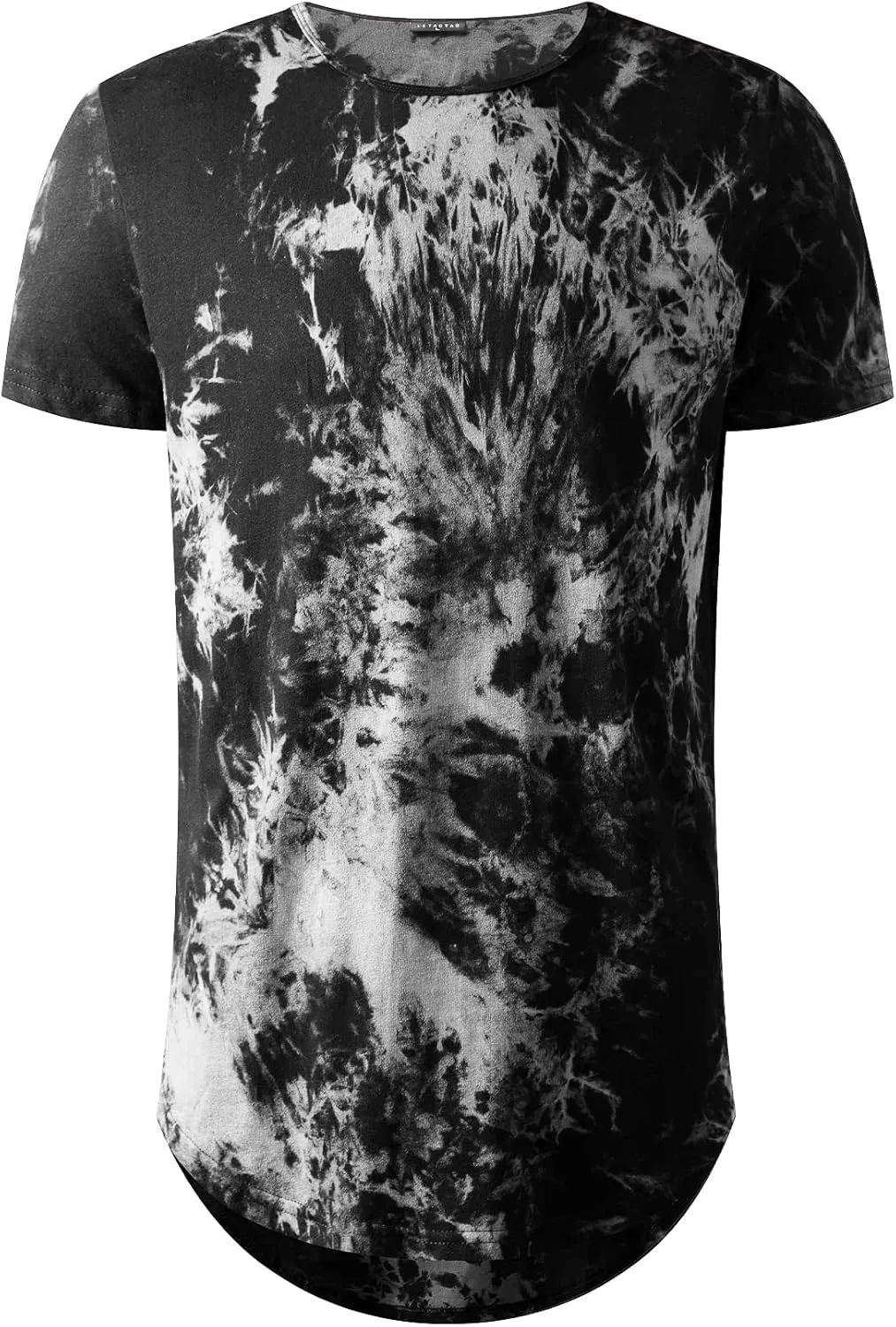 LETAOTAO Long Shirts for Men Hip Hop Shirts Longline Tie Dye Shirts Hipster Gym T Shirts Scallop Tee(Regular&Big and Tall)