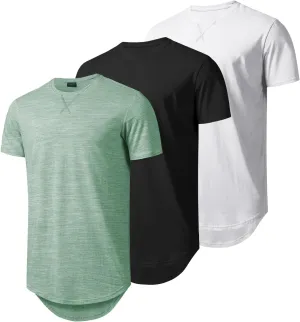 LETAOTAO Long Shirts for Men Hip Hop Shirts Longline Tie Dye Shirts Hipster Gym T Shirts Scallop Tee(Regular&Big and Tall)