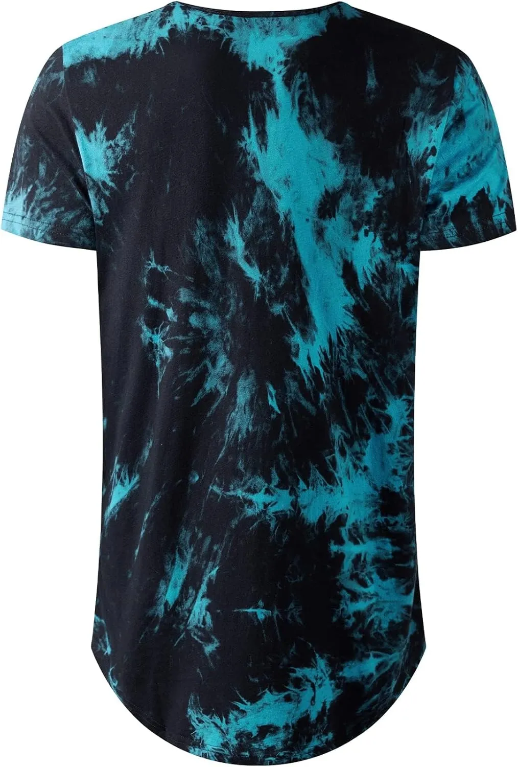 LETAOTAO Long Shirts for Men Hip Hop Shirts Longline Tie Dye Shirts Hipster Gym T Shirts Scallop Tee(Regular&Big and Tall)