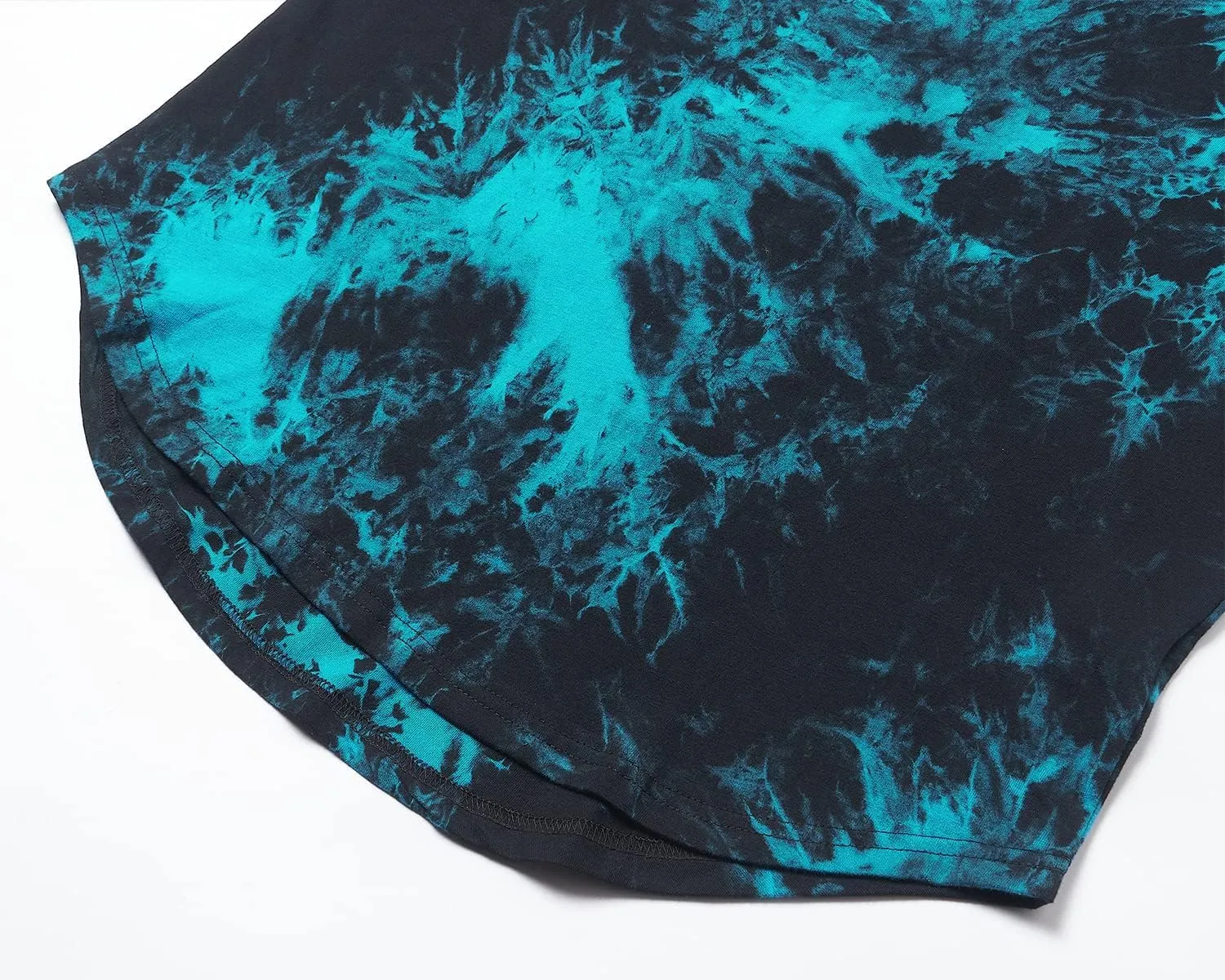 LETAOTAO Long Shirts for Men Hip Hop Shirts Longline Tie Dye Shirts Hipster Gym T Shirts Scallop Tee(Regular&Big and Tall)