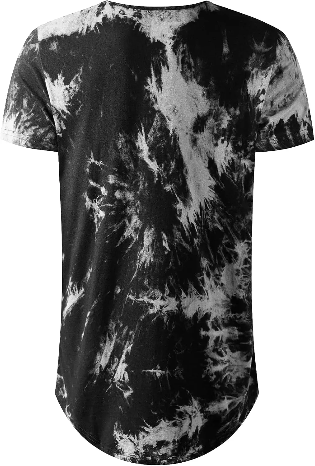 LETAOTAO Long Shirts for Men Hip Hop Shirts Longline Tie Dye Shirts Hipster Gym T Shirts Scallop Tee(Regular&Big and Tall)