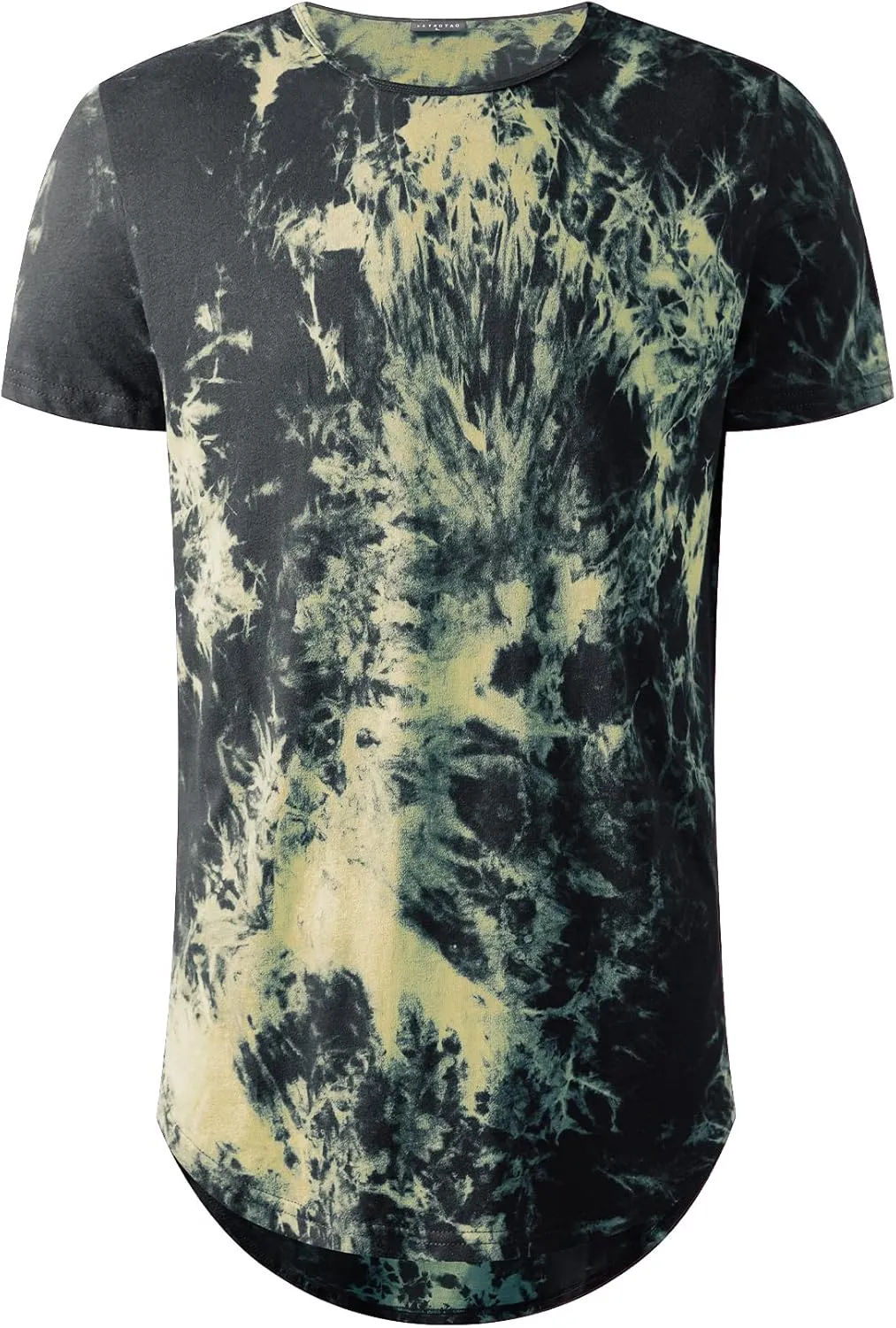 LETAOTAO Long Shirts for Men Hip Hop Shirts Longline Tie Dye Shirts Hipster Gym T Shirts Scallop Tee(Regular&Big and Tall)