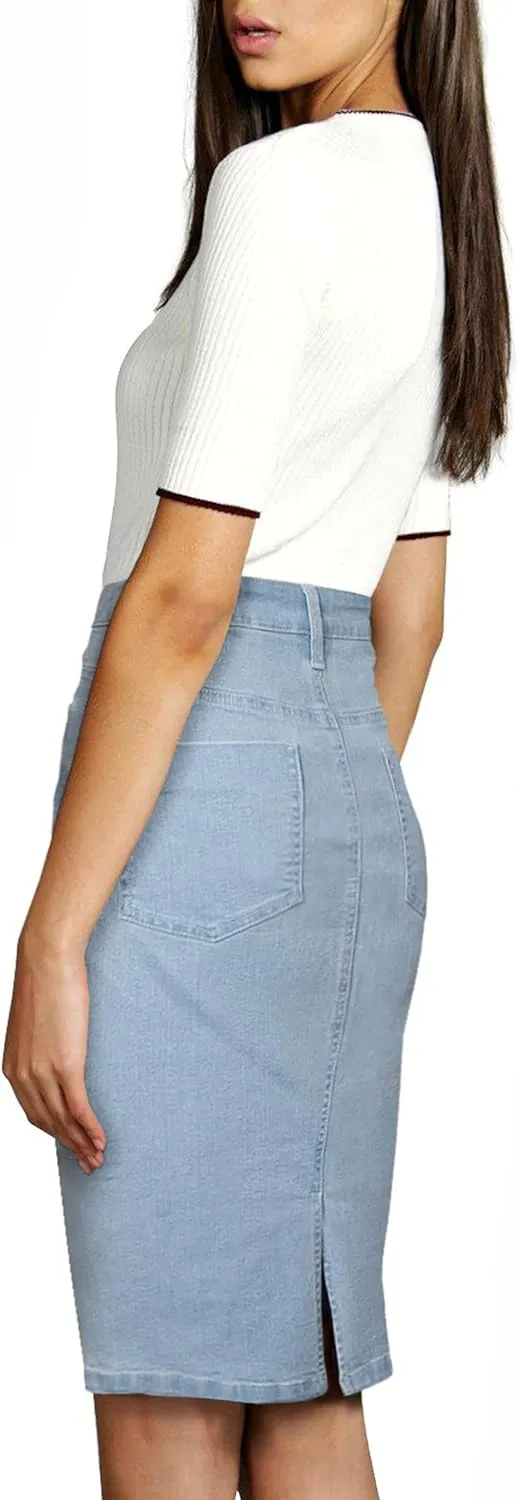 Lexi Womens Super Comfy Stretch Denim Skirt