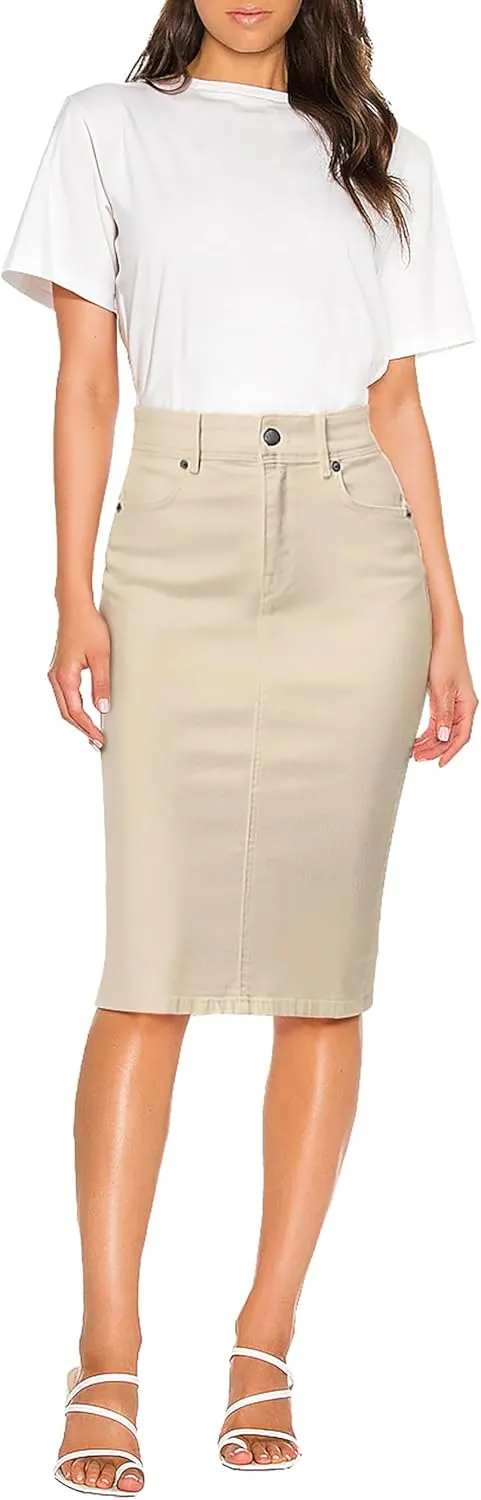 Lexi Womens Super Comfy Stretch Denim Skirt