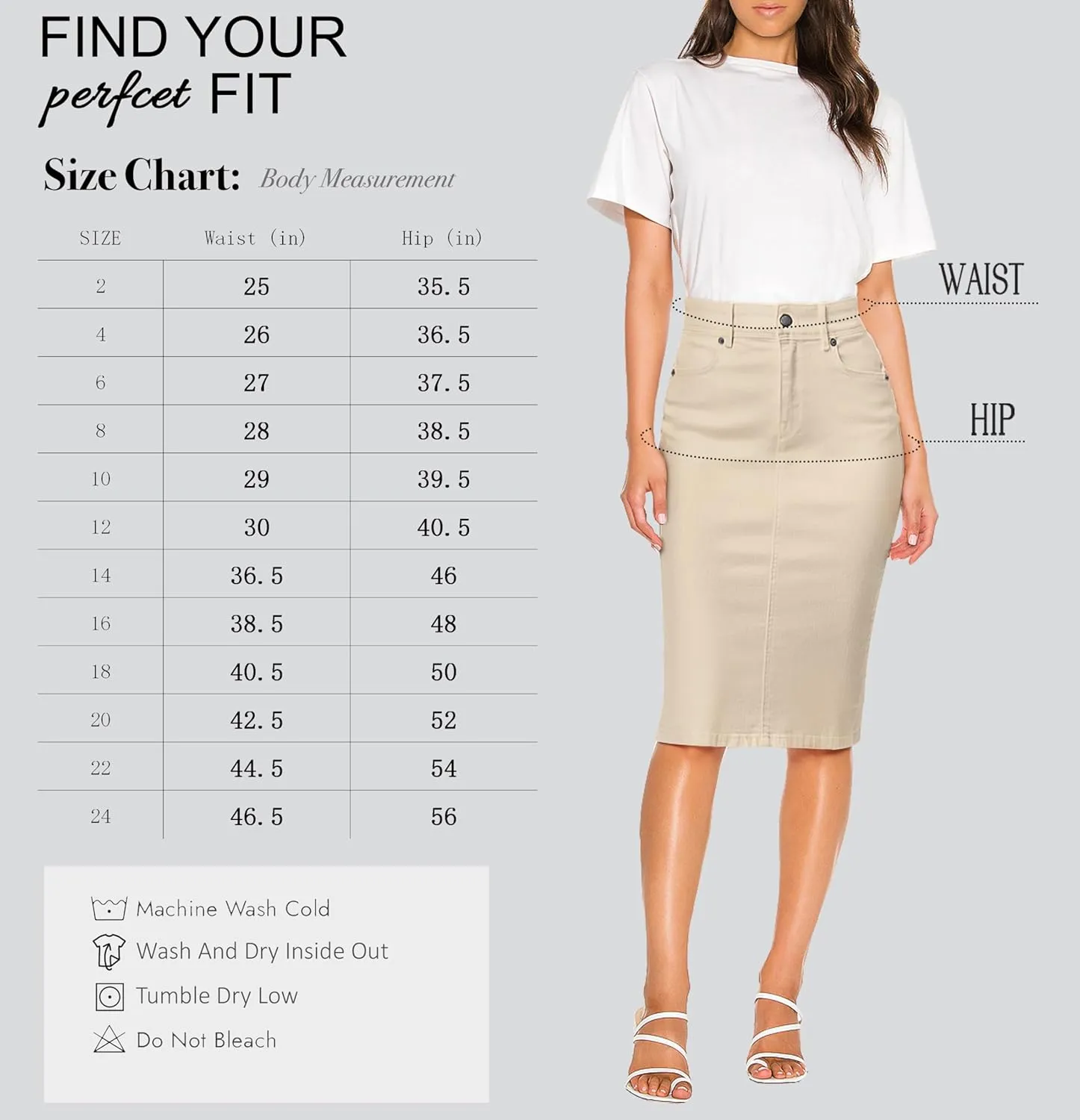 Lexi Womens Super Comfy Stretch Denim Skirt