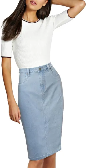 Lexi Womens Super Comfy Stretch Denim Skirt