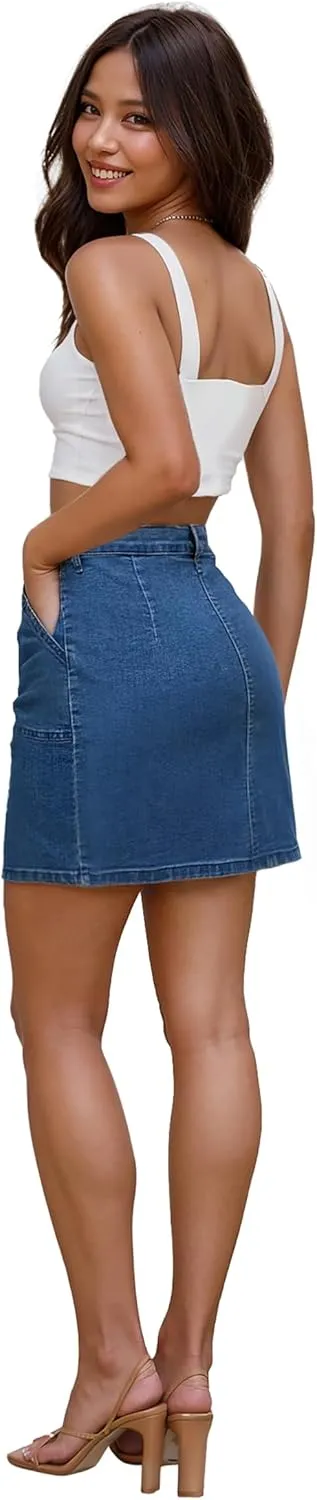 Lexi Womens Super Comfy Stretch Denim Skirt