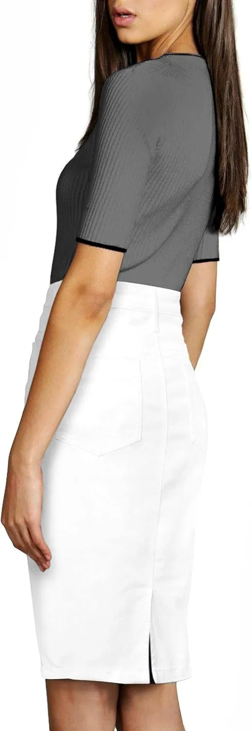 Lexi Womens Super Comfy Stretch Denim Skirt