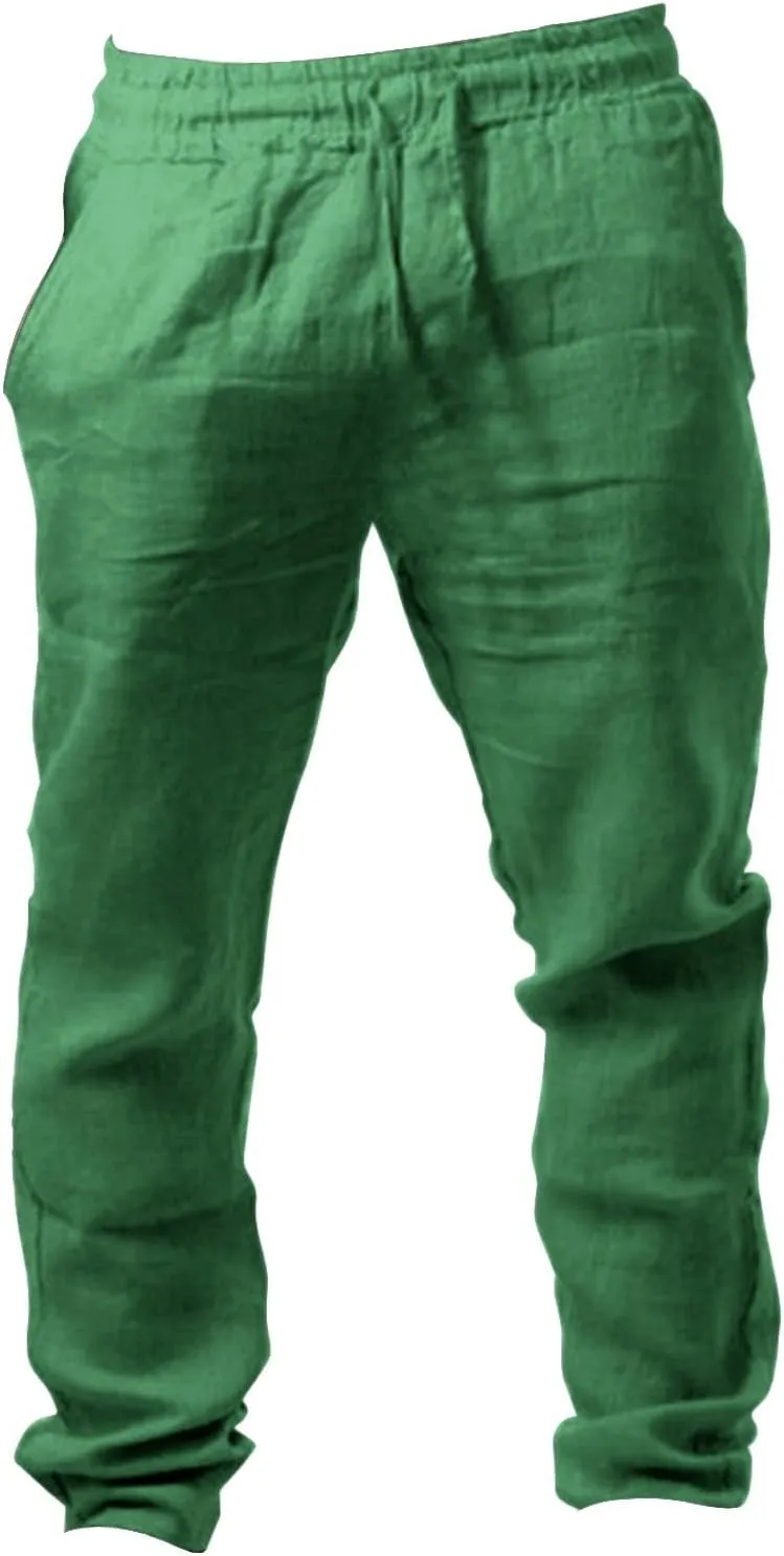Linen Pants for Men Yoga Golf Beach Jogger Sweat Lounge Harem Pants Trousers