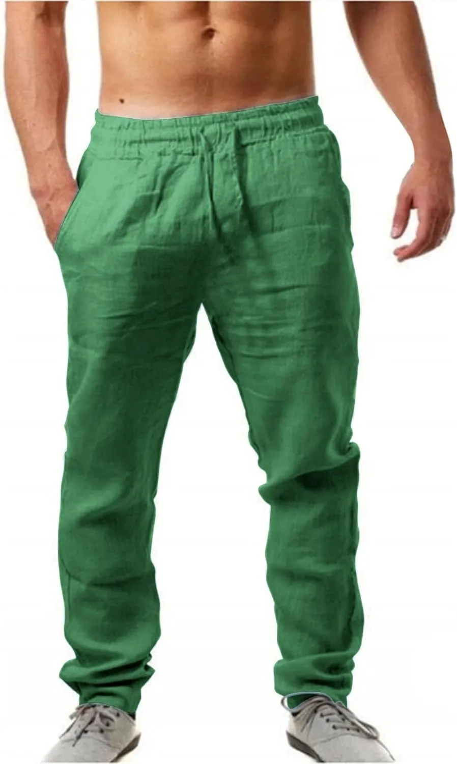 Linen Pants for Men Yoga Golf Beach Jogger Sweat Lounge Harem Pants Trousers