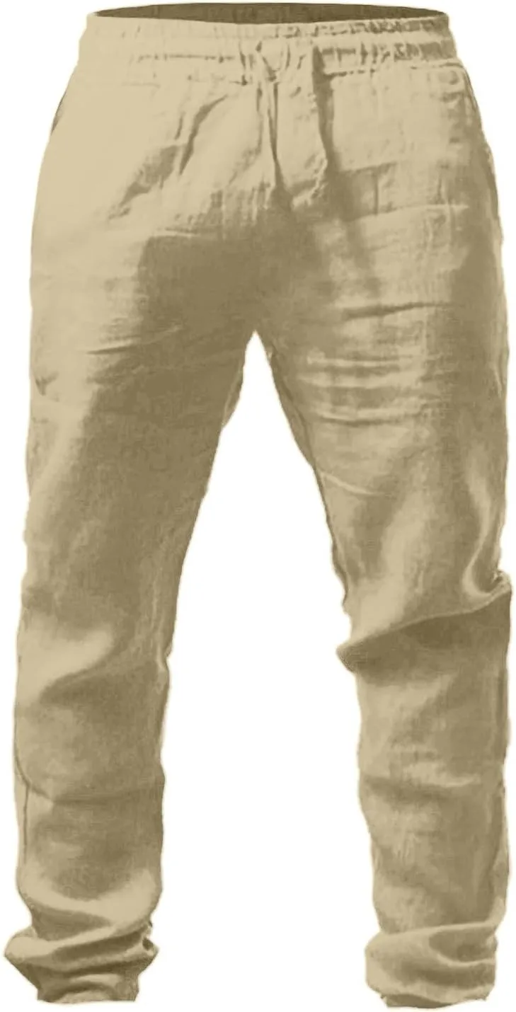 Linen Pants for Men Yoga Golf Beach Jogger Sweat Lounge Harem Pants Trousers