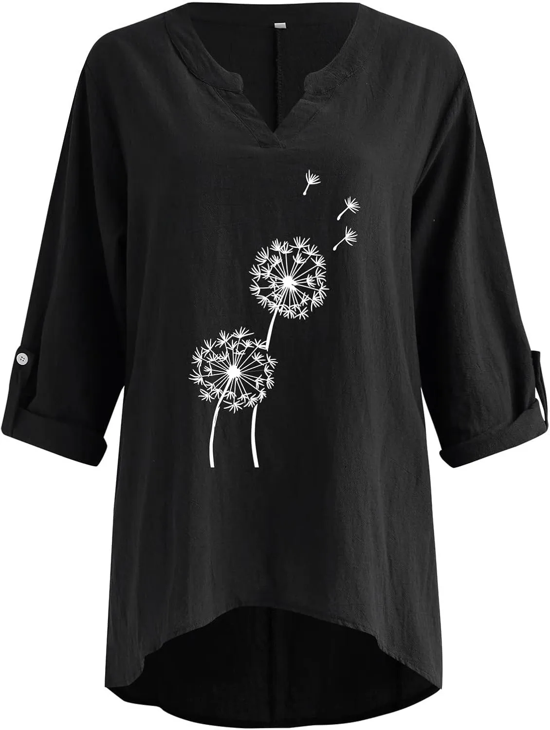 Linen Shirt Women Casual Cotton V Neck Solid Color Comfy Dressy Shirts Top Soft Long Sleeve Trendy Comfy Blouses