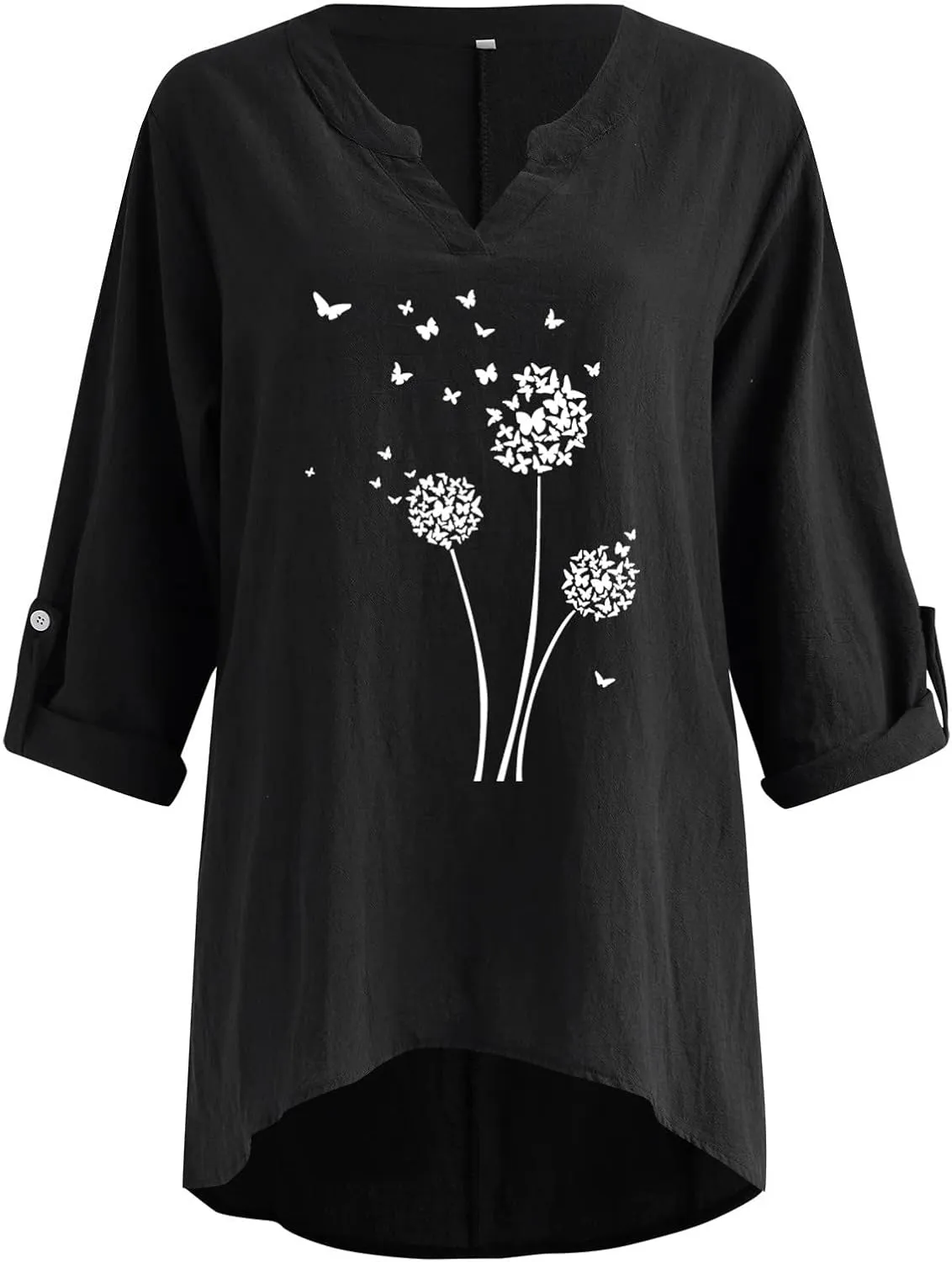 Linen Shirt Women Casual Cotton V Neck Solid Color Comfy Dressy Shirts Top Soft Long Sleeve Trendy Comfy Blouses