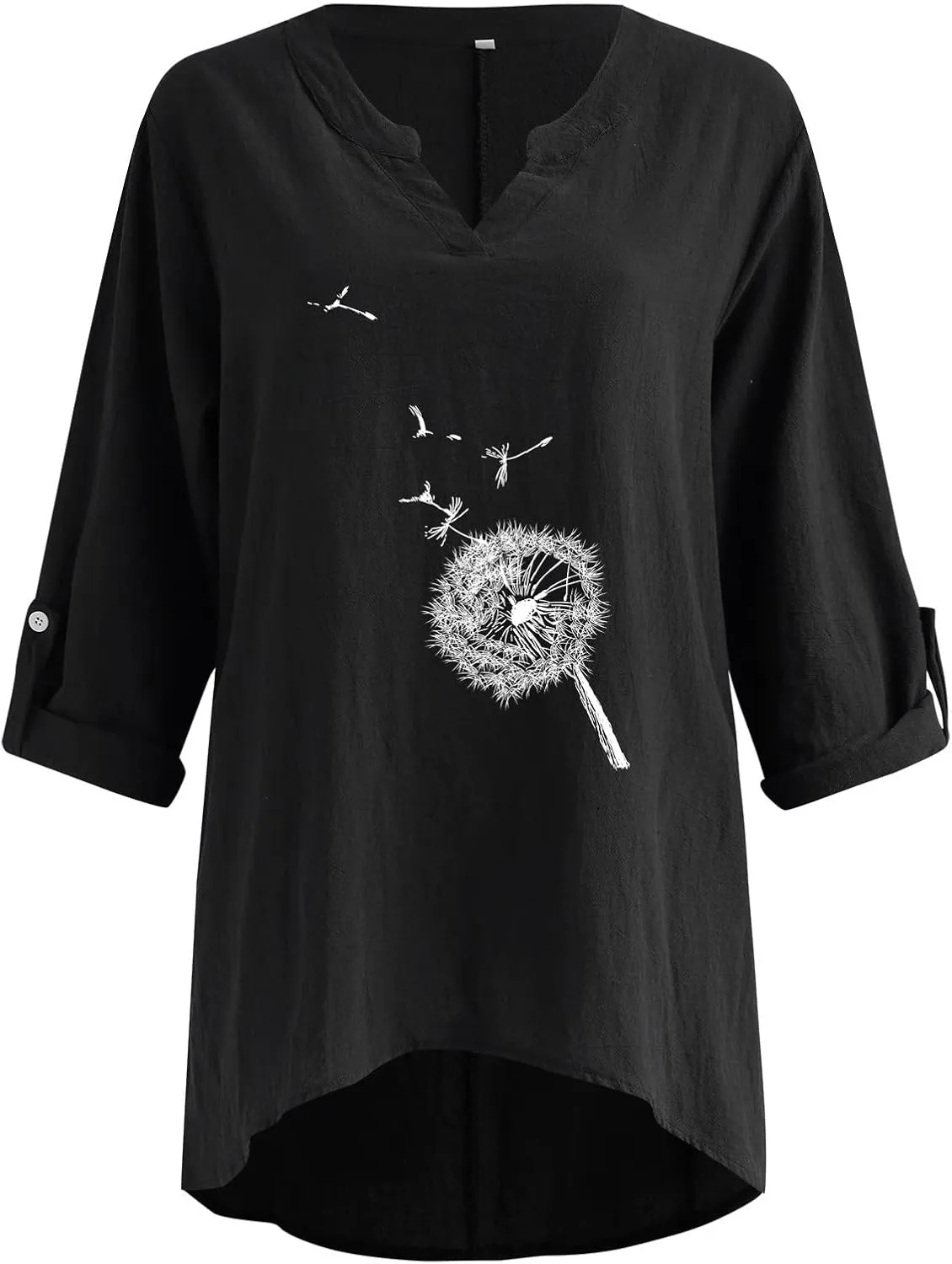 Linen Shirt Women Casual Cotton V Neck Solid Color Comfy Dressy Shirts Top Soft Long Sleeve Trendy Comfy Blouses