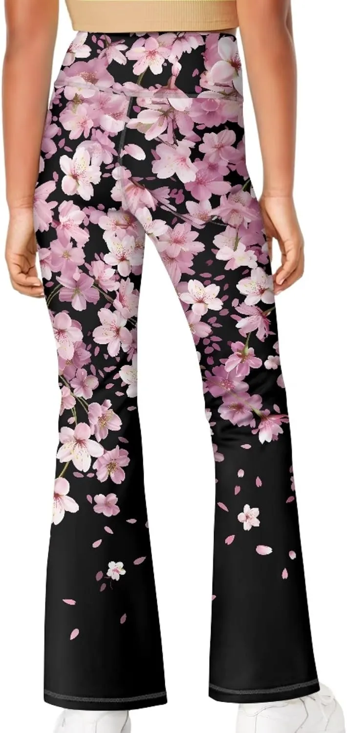 Loose Casual High Waist Leggings Girls Cute Soft Comfy Flare Yoga Pants Kids Comfy Stretchy Bell Bottom Trousers