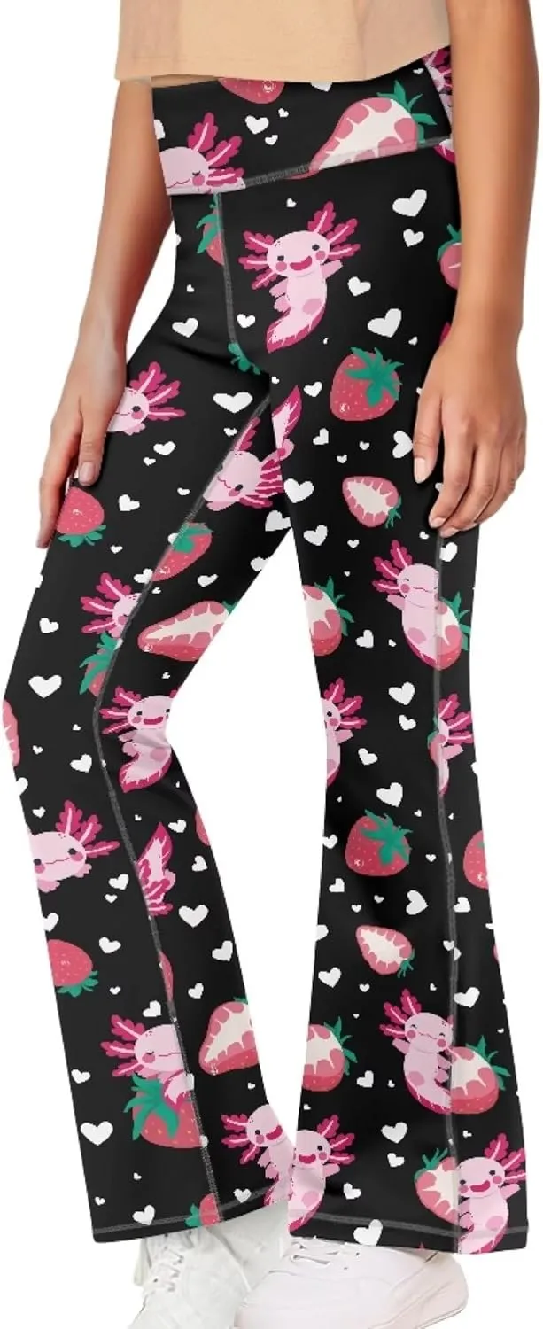 Loose Casual High Waist Leggings Girls Cute Soft Comfy Flare Yoga Pants Kids Comfy Stretchy Bell Bottom Trousers