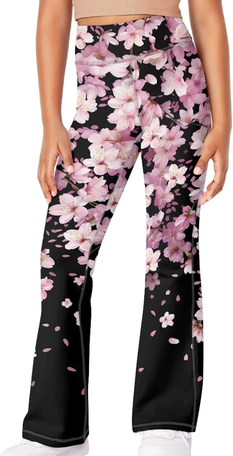 Loose Casual High Waist Leggings Girls Cute Soft Comfy Flare Yoga Pants Kids Comfy Stretchy Bell Bottom Trousers