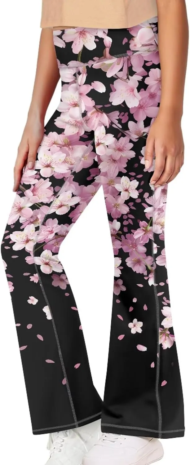 Loose Casual High Waist Leggings Girls Cute Soft Comfy Flare Yoga Pants Kids Comfy Stretchy Bell Bottom Trousers