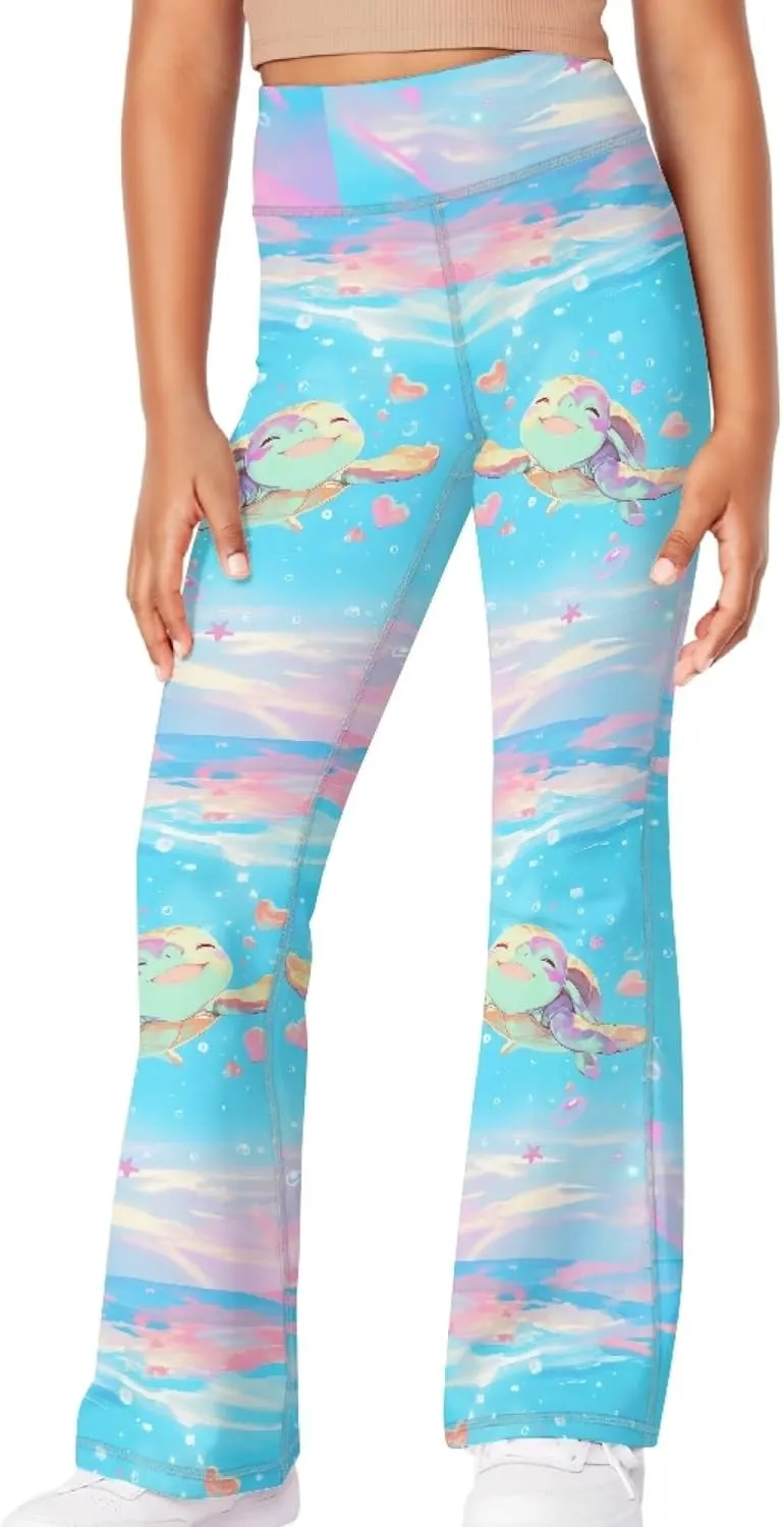 Loose Casual High Waist Leggings Girls Cute Soft Comfy Flare Yoga Pants Kids Comfy Stretchy Bell Bottom Trousers