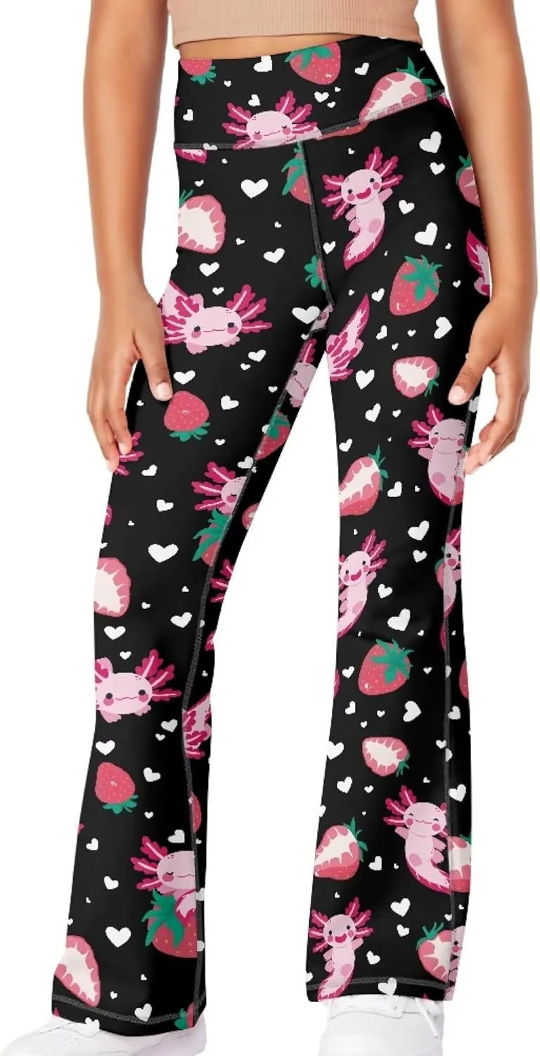 Loose Casual High Waist Leggings Girls Cute Soft Comfy Flare Yoga Pants Kids Comfy Stretchy Bell Bottom Trousers