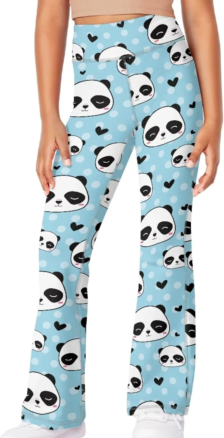Loose Casual High Waist Leggings Girls Cute Soft Comfy Flare Yoga Pants Kids Comfy Stretchy Bell Bottom Trousers