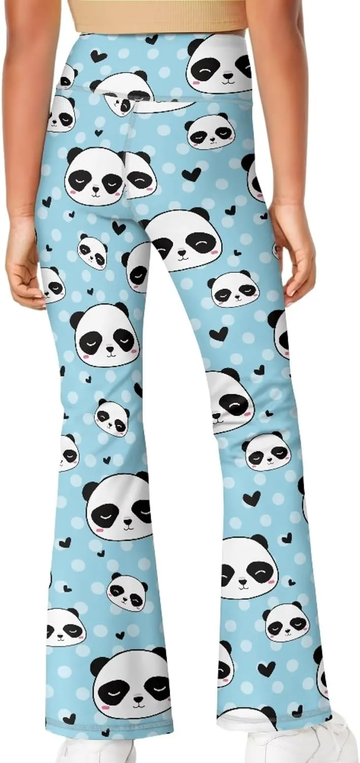 Loose Casual High Waist Leggings Girls Cute Soft Comfy Flare Yoga Pants Kids Comfy Stretchy Bell Bottom Trousers