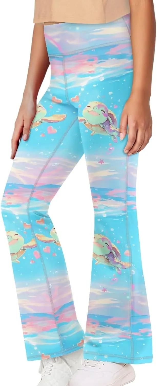 Loose Casual High Waist Leggings Girls Cute Soft Comfy Flare Yoga Pants Kids Comfy Stretchy Bell Bottom Trousers