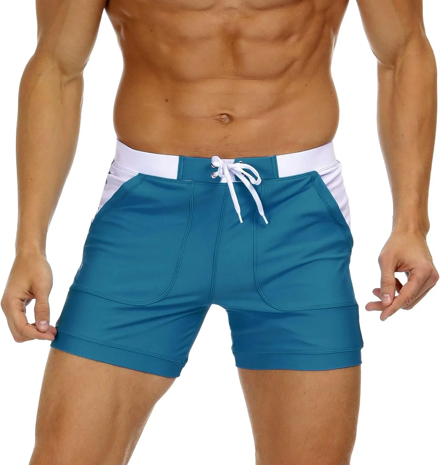MAGNIVIT Men's Swimwear Swimsuits Solid Basic Long Swim Sport Trunks Board Shorts with Pockets