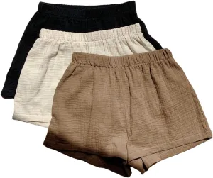 MakeMeChic Women's 3 Pack Linen Shorts Summer Comfy Sleep Pajama Boxer Shorts