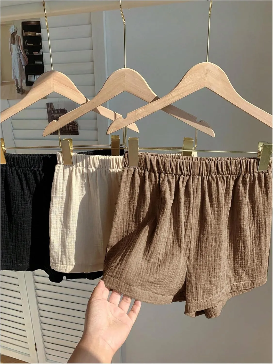 MakeMeChic Women's 3 Pack Linen Shorts Summer Comfy Sleep Pajama Boxer Shorts