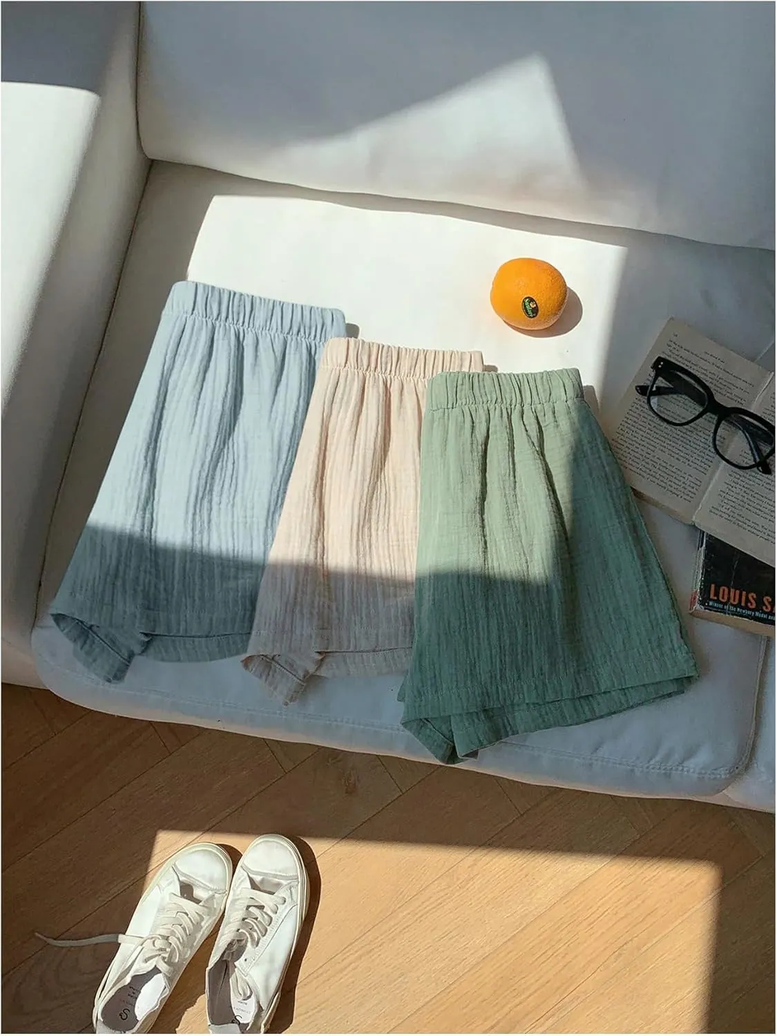 MakeMeChic Women's 3 Pack Linen Shorts Summer Comfy Sleep Pajama Boxer Shorts
