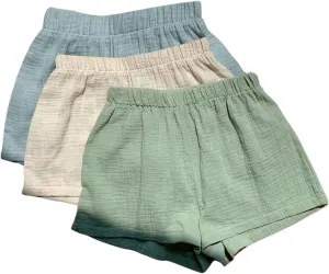 MakeMeChic Women's 3 Pack Linen Shorts Summer Comfy Sleep Pajama Boxer Shorts