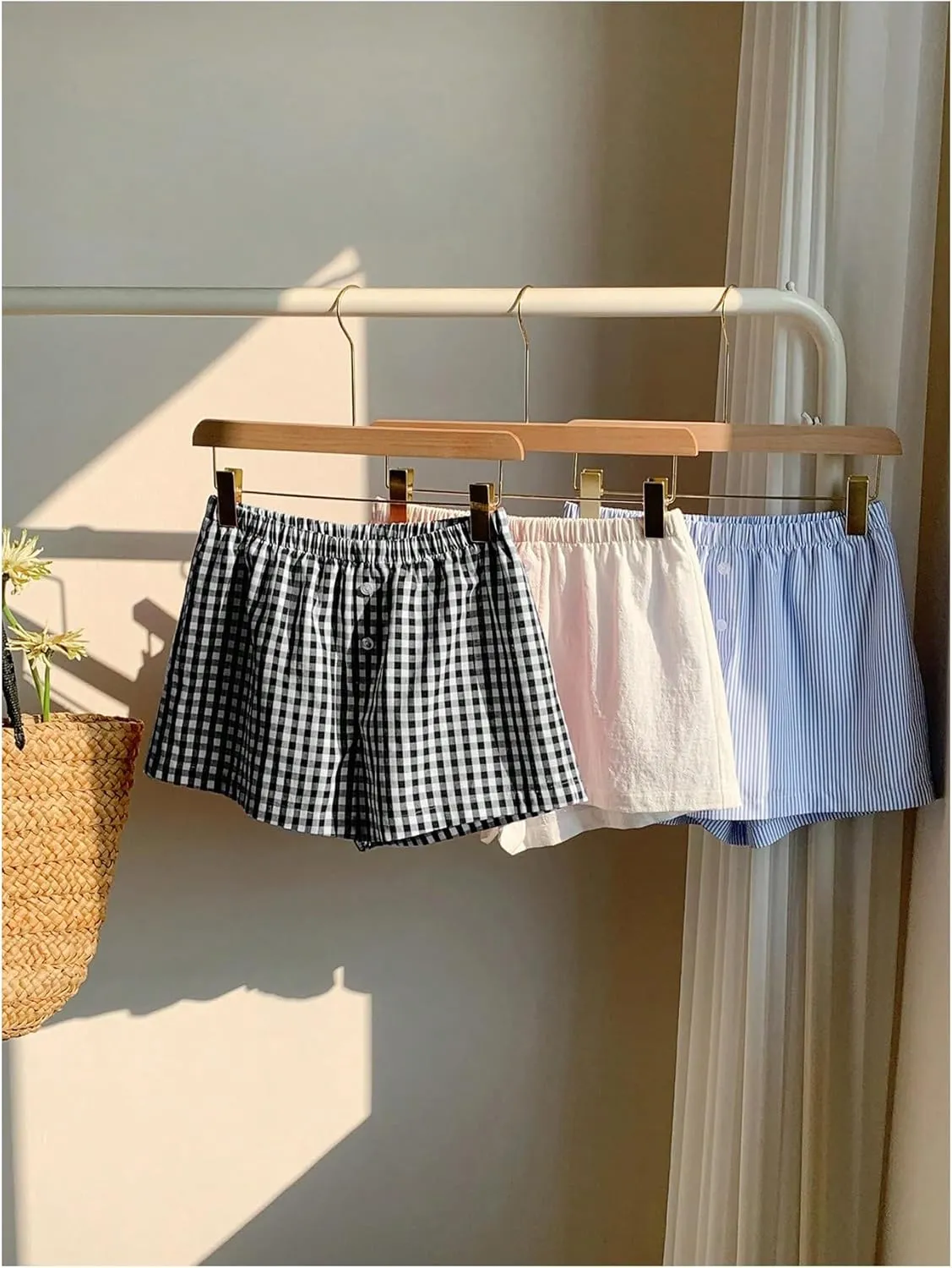 MakeMeChic Women's 3 Pack Linen Shorts Summer Comfy Sleep Pajama Boxer Shorts