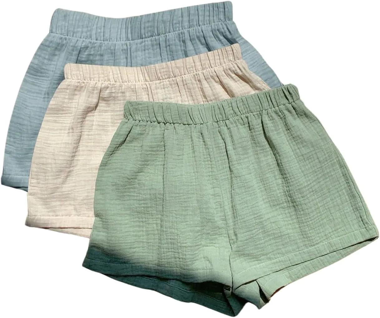 MakeMeChic Women's 3 Pack Linen Shorts Summer Comfy Sleep Pajama Boxer Shorts