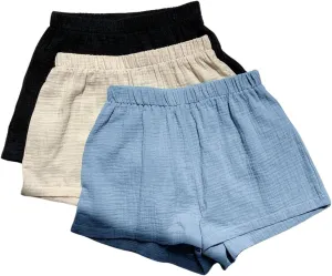 MakeMeChic Women's 3 Pack Linen Shorts Summer Comfy Sleep Pajama Boxer Shorts