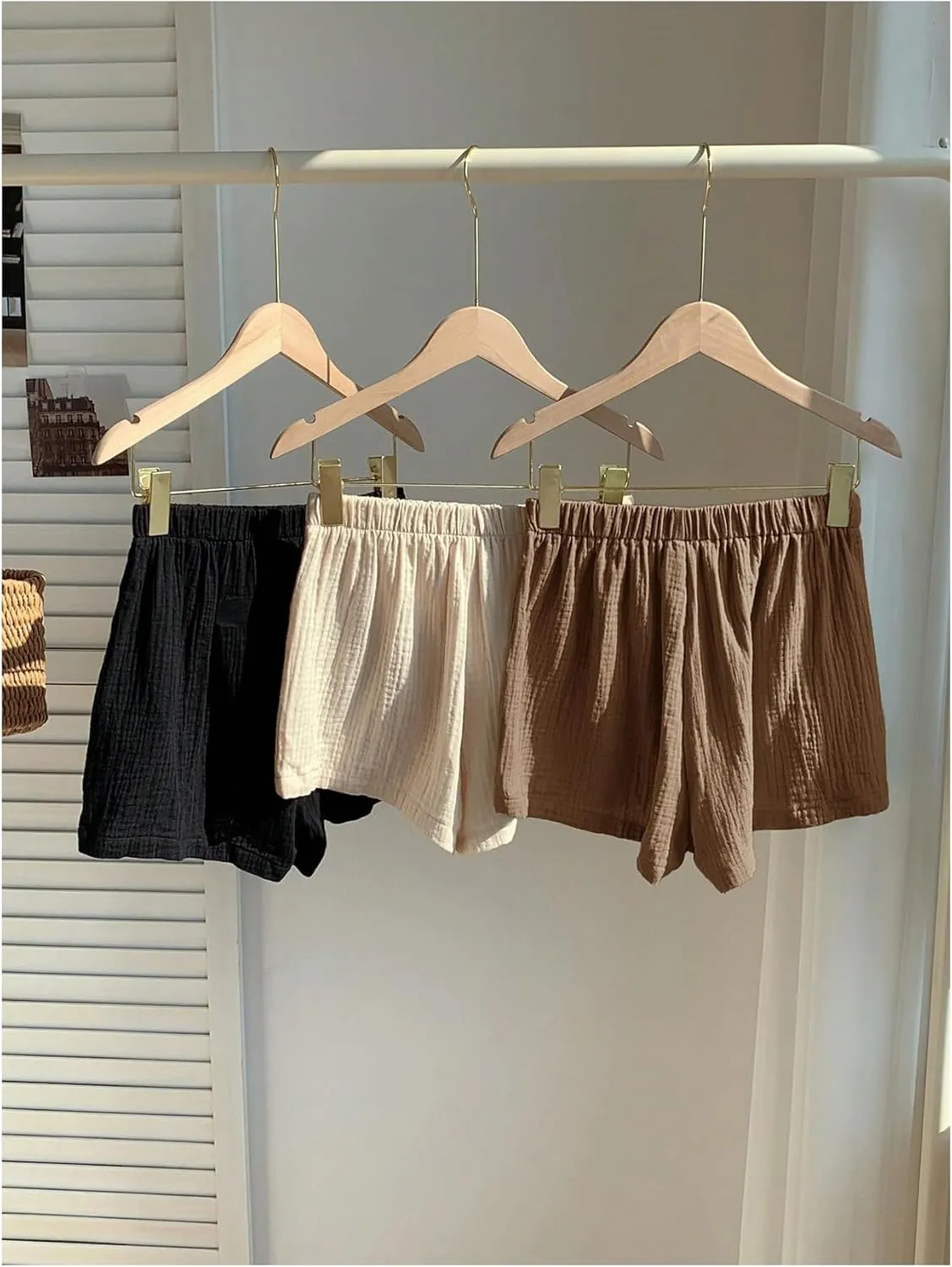 MakeMeChic Women's 3 Pack Linen Shorts Summer Comfy Sleep Pajama Boxer Shorts