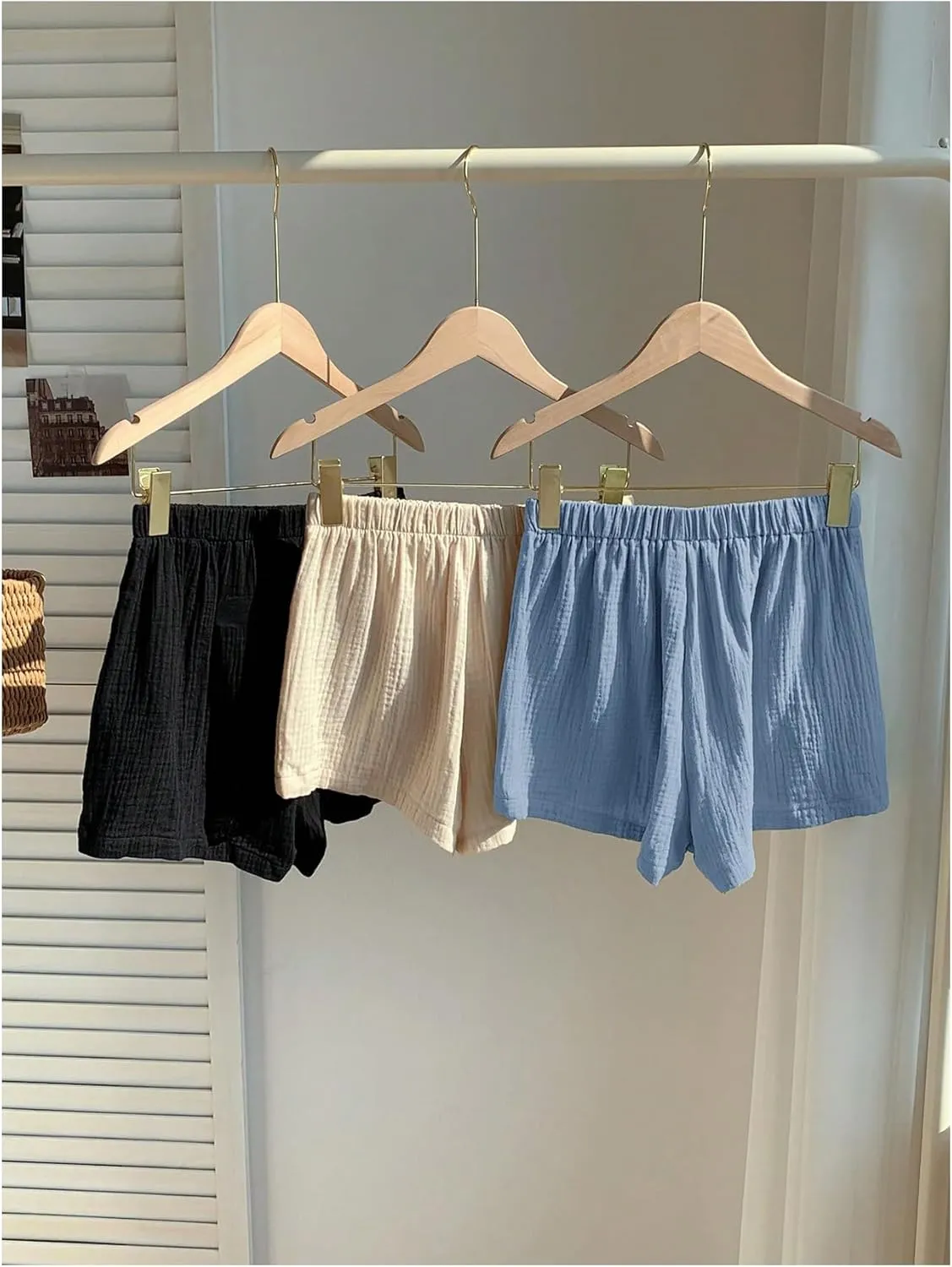 MakeMeChic Women's 3 Pack Linen Shorts Summer Comfy Sleep Pajama Boxer Shorts