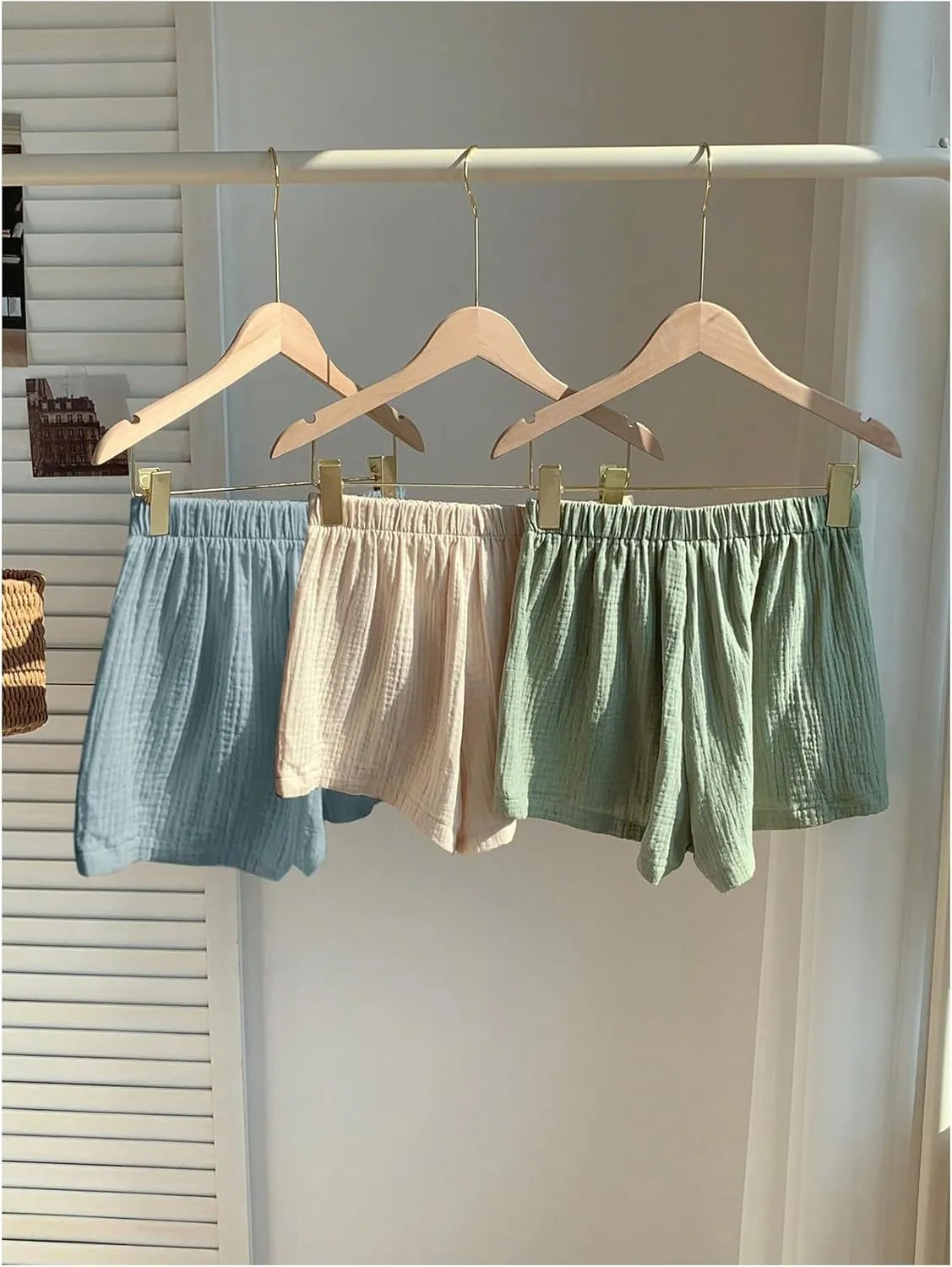 MakeMeChic Women's 3 Pack Linen Shorts Summer Comfy Sleep Pajama Boxer Shorts