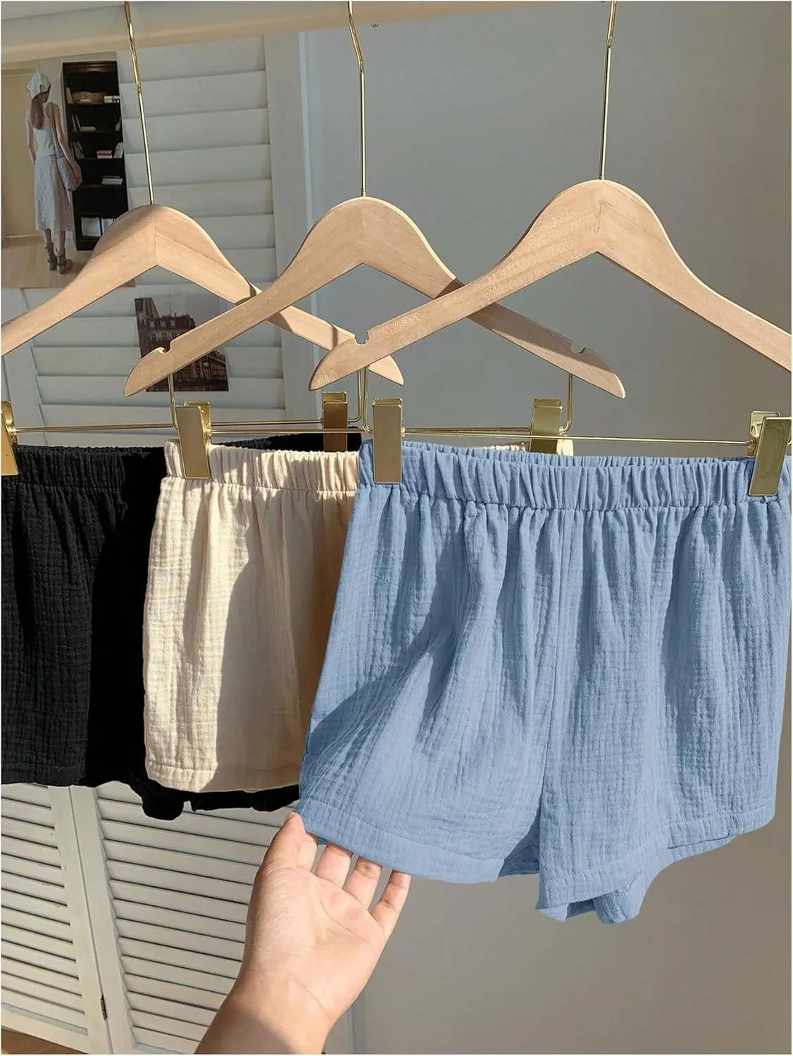 MakeMeChic Women's 3 Pack Linen Shorts Summer Comfy Sleep Pajama Boxer Shorts