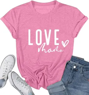 Mama Shirts for Women Thanksgiving Shirts Cute Mama Letter Graphic Tee Shirts Summer Casual Tops