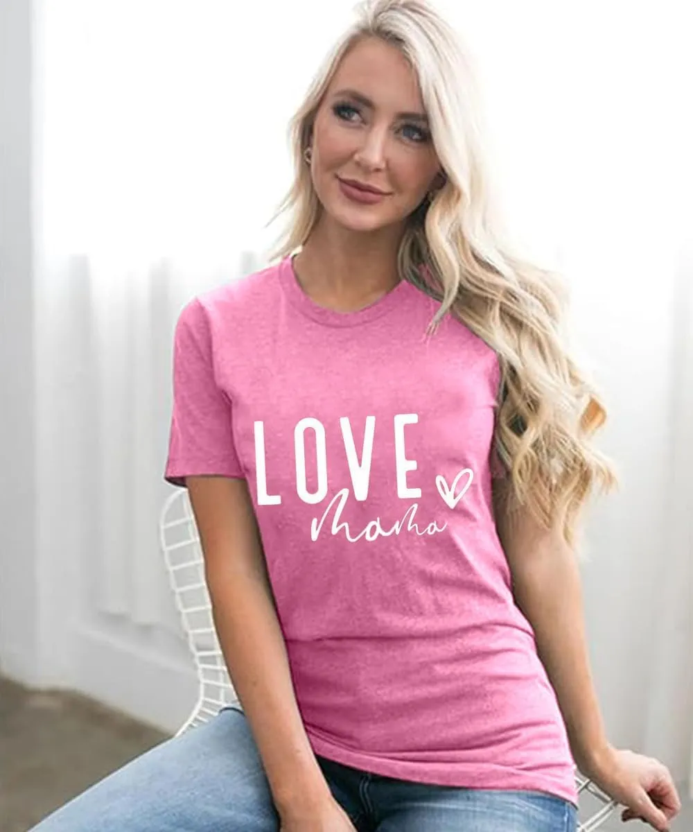 Mama Shirts for Women Thanksgiving Shirts Cute Mama Letter Graphic Tee Shirts Summer Casual Tops