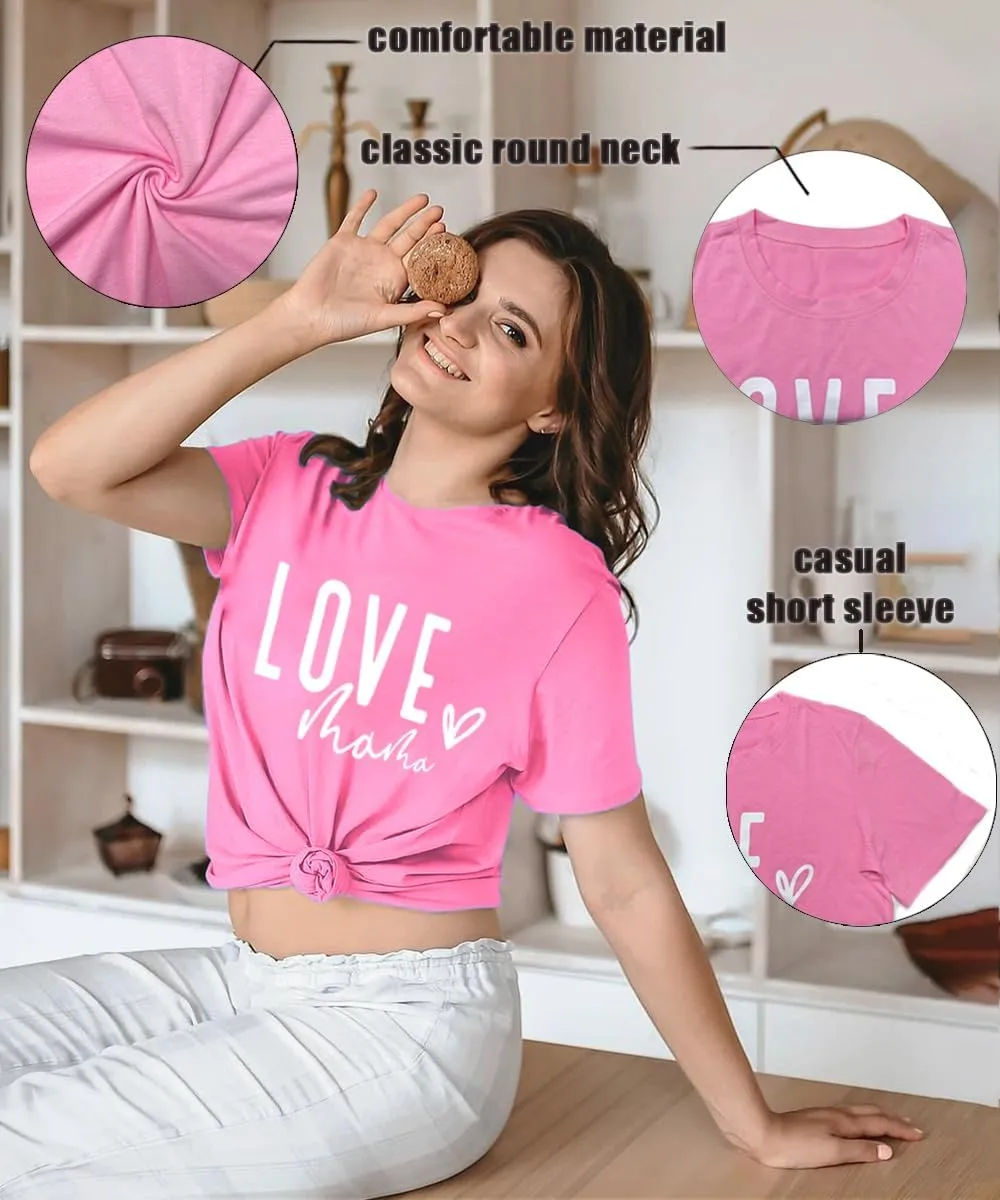 Mama Shirts for Women Thanksgiving Shirts Cute Mama Letter Graphic Tee Shirts Summer Casual Tops