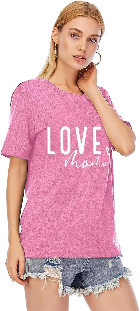 Mama Shirts for Women Thanksgiving Shirts Cute Mama Letter Graphic Tee Shirts Summer Casual Tops