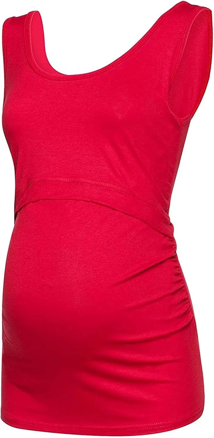 Maternity Nursing Top Solid Pregnant T-Shirts Comfy Soft Breastfeeding Blouse Comfy Vest Casual Pregnancy Pullover
