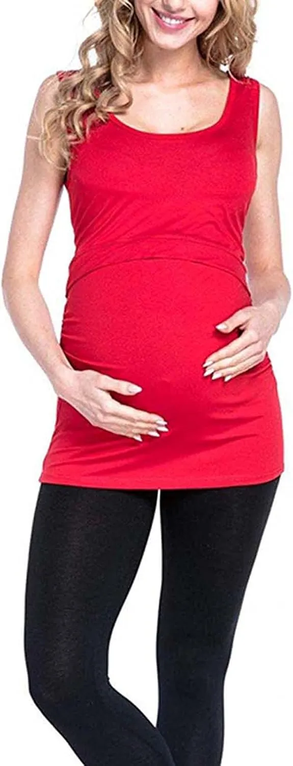 Maternity Nursing Top Solid Pregnant T-Shirts Comfy Soft Breastfeeding Blouse Comfy Vest Casual Pregnancy Pullover
