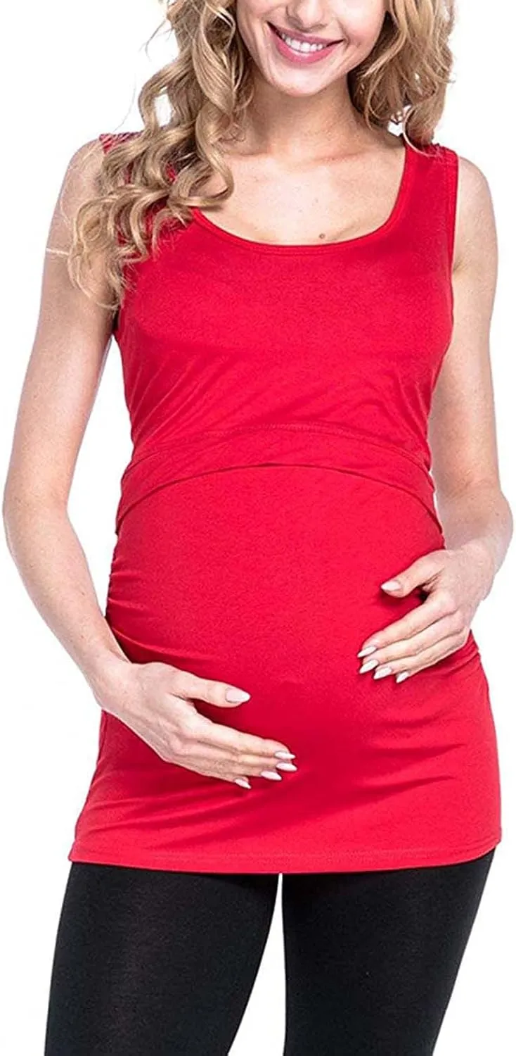 Maternity Nursing Top Solid Pregnant T-Shirts Comfy Soft Breastfeeding Blouse Comfy Vest Casual Pregnancy Pullover