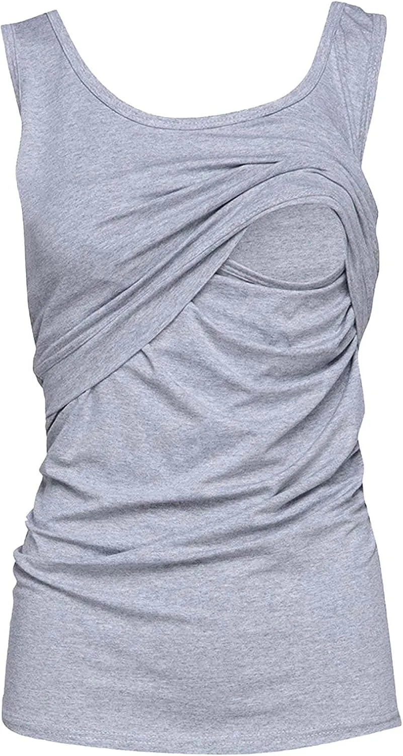 Maternity Nursing Top Solid Pregnant T-Shirts Comfy Soft Breastfeeding Blouse Comfy Vest Casual Pregnancy Pullover