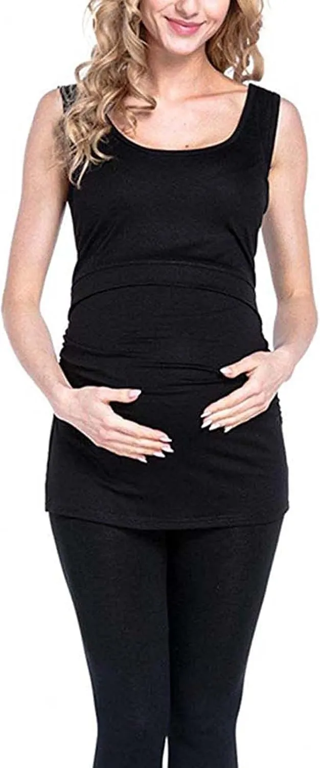Maternity Nursing Top Solid Pregnant T-Shirts Comfy Soft Breastfeeding Blouse Comfy Vest Casual Pregnancy Pullover