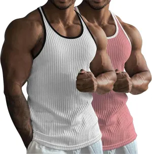Men's 2 Pack Muscle Tank Tops 2025 Sleeveless Crewneck Solid Casual Tshirts Moisture Wicking Stretch Sport Undershirt